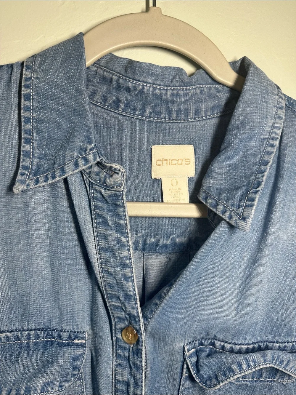 Chico's Washed Denim Button-Up Shirt